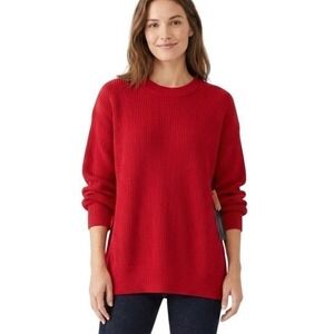 Black Tape Petite Sweater Women's P/XL Red Tight Knit Crewneck Pullover Casual